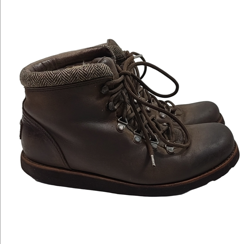 UGG Boysen TL Waterproof Brown Leather Boots Wool Lining 1008126 - Size 9 Men